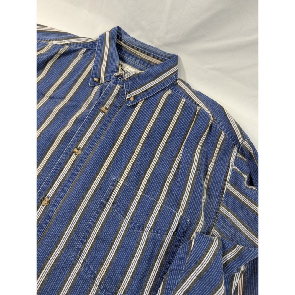 VTG 90s Stone Creek Denim Western Cotton Button Shirt Adult‎ Striped Large